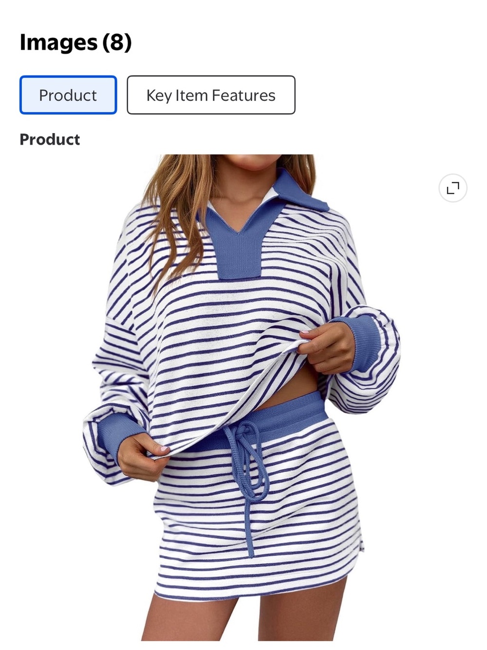 Blue & White Striped Polo Pullover with matching skirt